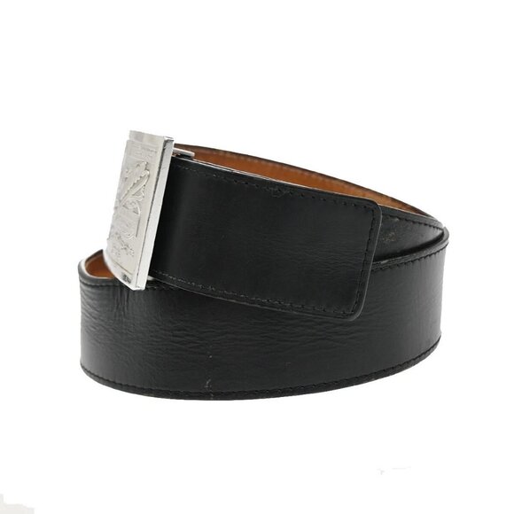 LOUIS VUITTON Logo Ceinture Jeans Belt Leather Black Silver M6812 Spain 67FB829 - Picture 2 of 16